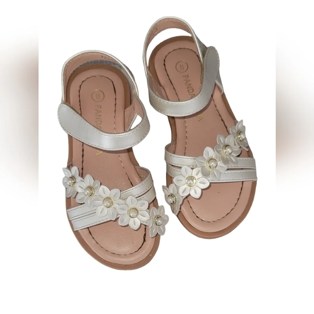 Girls Summer Flowers and Beaded Sandals